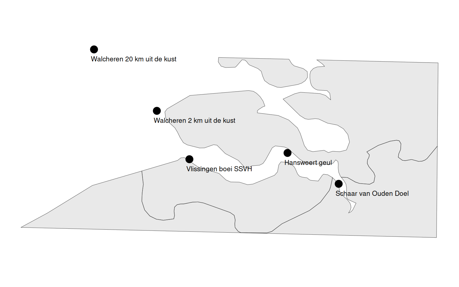 Ligging van de meetstations voor fytoplankton