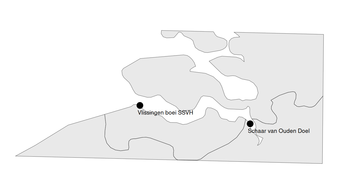Ligging van de meetstations voor het zwevende stof